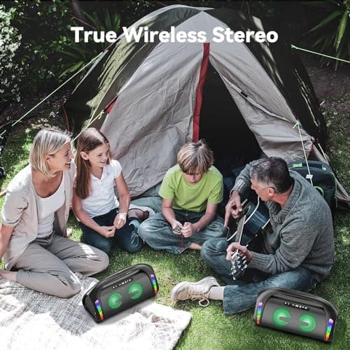 LFS Bluetooth Speaker,100W RMS Loud Speakers Bluetooth Wireless with Deep Bass, LED Lights, IPX6 Waterproof, 30H Playtime, Portable Outdoor Speaker Boombox for Camping,Beach, Party - Image 5