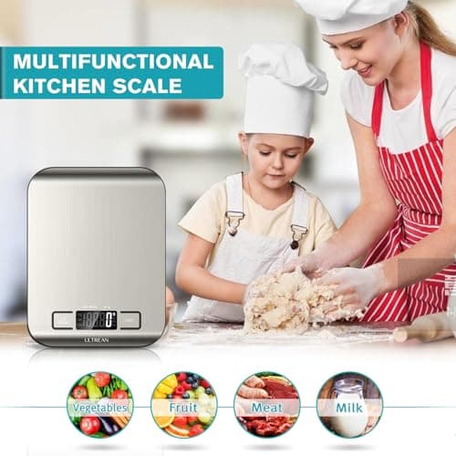 Ultrean Food Scale, Digital Kitchen Scale Weight Grams and Ounces for Baking Cooking and Meal Prep, 6 Units with Tare Function, 11lb (Batteries Included) - Image 6