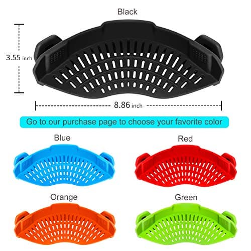 AUOON Clip On Strainer Silicone for All Pots and Pans, Pasta Strainer Clip on Food Strainer for Meat Vegetables Fruit Silicone Kitchen Colander - Image 5