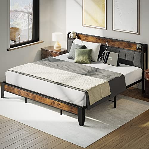 LIKIMIO King Size Bed Frame, Storage Headboard with Charging Station, Solid and Stable, Noise Free, No Box Spring Needed, Easy Assembly - Image 7