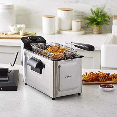 Amazon Basics 3.2-Qt (3.0L) Deep Fryer with 12-Cup Oil Capacity, Adjustable Temperature, Easy Draining Basket, Stainless Steel Exterior, Viewing Window, 1500W, Black & Silver - Image 6