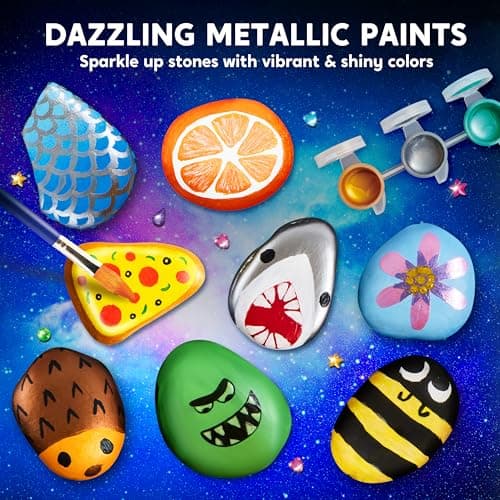 JOYIN Rock Painting Kit- Glow in The Dark Rock Kit, Arts and Crafts for Kids Ages 6-12, Art Supplies Toy, Kids Craft Paint Kits, Arts & Crafts for Boys Girls Birthday Party Gift Toy - Image 7