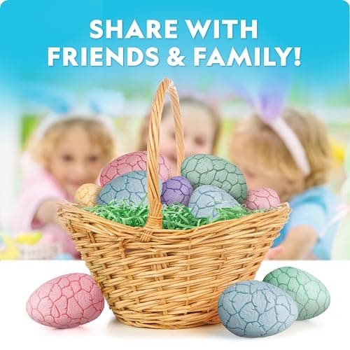 Blue Marble Easter Eggscavation Dig Kit - 12 Easter Egg Dig Bricks with Real Gemstones & Glow in The Dark Dinosaur Figures, Includes Dig Tools, Egg Hunt or Dig Party Activity, Easter Basket Stuffers - Image 4