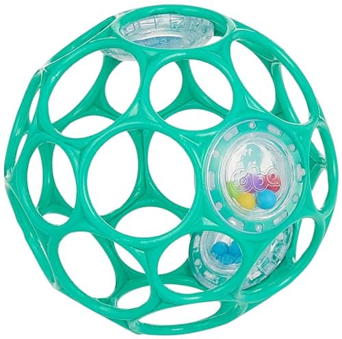 Bright Starts Oball Easy-Grasp Rattle BPA-Free Infant Toy in Teal, Age Newborn and up, 4 Inches - Image 4