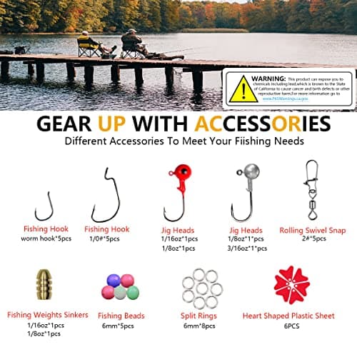 UperUper Fishing Lures Kit Set, Baits Tackle Including Crankbaits, Topwater, Spinnerbaits, Worms, Jigs, Hooks, Tackle Box and More Fishing Gear Lure for Bass Trout - Image 6