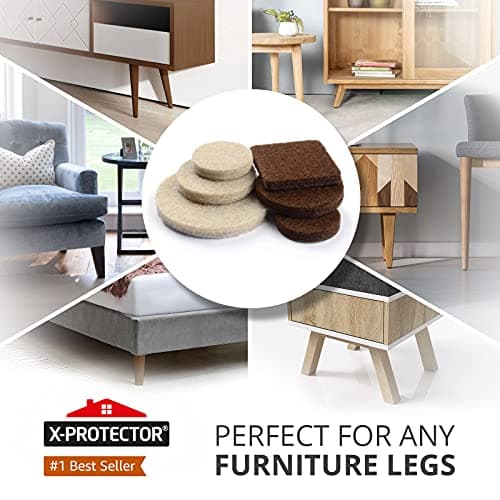 Felt Furniture Pads X-PROTECTOR 133 PCS Premium Furniture Pads - Felt Pads Furniture Feet Best Wood Floor Protectors - Protect Your Hardwood & Laminate Flooring! Brown and Beige - Image 2