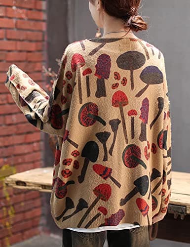 YESNO Women Sweater Graphic Oversized Pullover Sweaters Casual Loose Long Sleeve Knit Tops XL S01 CR65 - Image 3
