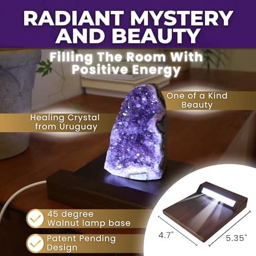 HoHpHq Natural Amethyst Calming Lamp and Healing Crystal Sleep Night Light, Real Purple Crystal Rock Lamp, Quartz Stones for Home Décor,Chakra,Meditation,Unique Gift (Medium-Light Purple-Shine Peak) - Image 3