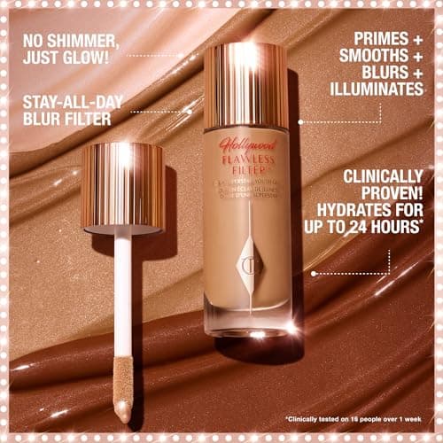 Charlotte Tilbury Hollywood Flawless Filter - Multi‑Use Makeup Primer, Complexion Booster & Illuminating Liquid Highlighter with Sheer Coverage - Smooths & Blurs Skin - 2.5 Fair - Image 3