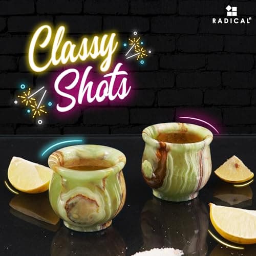 Radicaln Marble Shot Glasses 2" inches Green Onyx handmade Drinking Glasses Set of 2 For Bar accessories, Ideal Vodka, Whiskey and Taquila Glass For Home Bar - Image 5