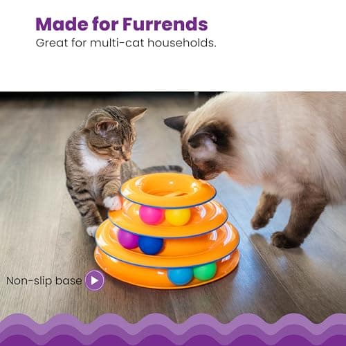 Catstages Tower of Tracks 3-Level Cat Track Toy with 6 Balls, Interactive Toy for Indoor Cats, Orange - Image 4