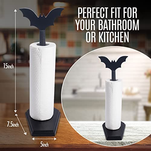 CEFLITECO Bat Paper Towel Holder - Halloween Decor for Kitchen and Bathroom - Gothic Home Decor for Oddities and Curiosities - Goth Accessories for Countertop Stand - Witchy Gifts for Women - Image 2