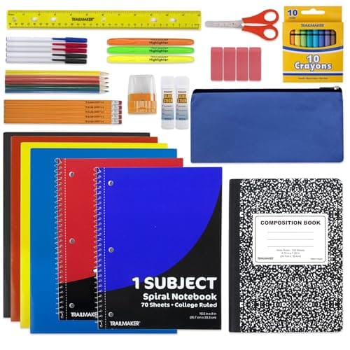 Trail maker 45 Piece School Supply Kit Grades K-12 - School Essentials Includes Folders Notebooks Pencils Pens and Much More! - Image 7