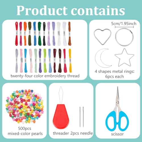 INFUNLY 24PCS DIY Small Dream Catcher Kits for Beginners Colorful Handmade Dreamcatcher Kit for Starters DIY Mini Star/Moon/Heart/Round Shape Ornament Making Kit for Bedroom Car Mirror Keychain Bag - Image 2