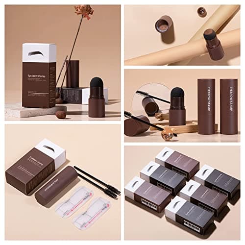 Eye-Brow Stamp Stencil Kit, Waterproof Brow Stamp Shaping Kit Eye Brow Definer & Filling Powder, Women Makeup Tools with 10 Reusable Eyebrow Stencils, 2 Brushes (Dark Brown) - Image 8