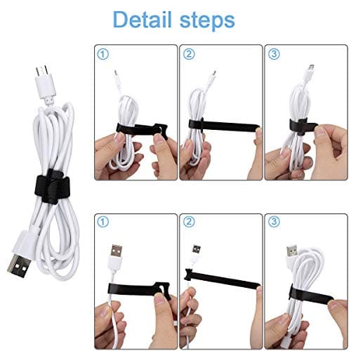 Nettbe 60 PCS 6 Inches Reusable Cable Ties, Adjustable Cord Straps Wire Organizer Cord Wrap and Hook Loop Cable Management - Image 7