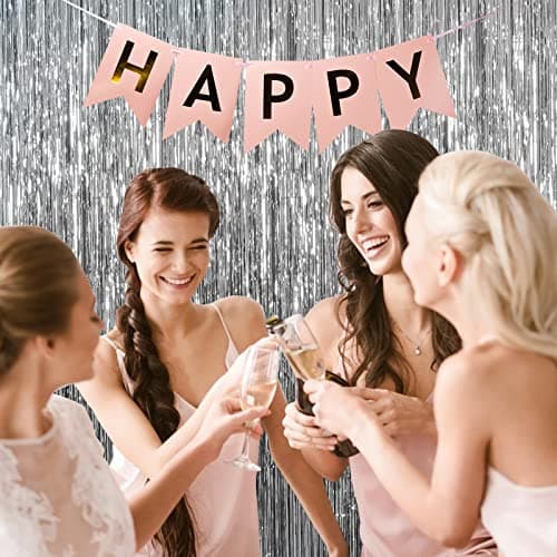 2 Pack Foil Curtain Backdrop Silver Metallic Tinsel Foil Fringe Curtains Photo Booth Props for Birthday Wedding Engagement Baby Shower Bachelorette Christmas Holiday Celebration Party Decorations - Image 3