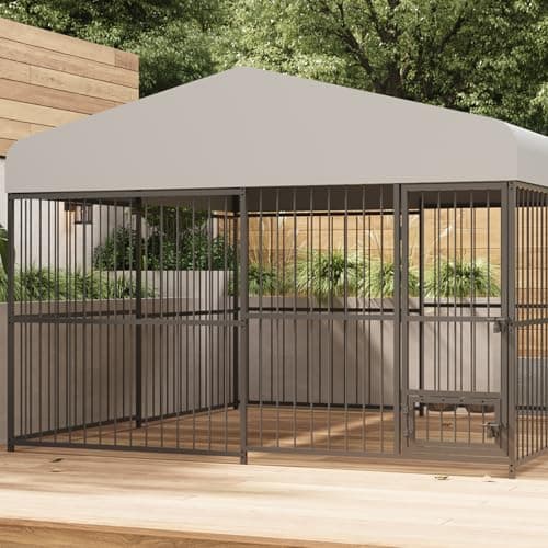 10x10x6 FT Large Dog Kennel Outdoor, Heavy-Duty Outdoor Dog Cage with Lock and Waterproof Roof, Swivel Stainless Steel Feeding Bowl- Easy Assembly for Medium & Large Dogs. - Image 3