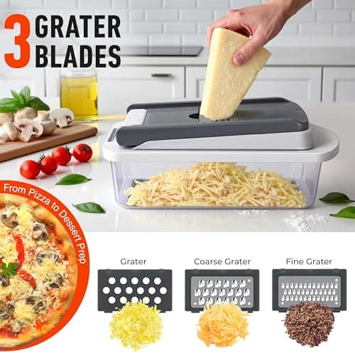 Mueller Pro-Series 10-in-1, 8 Blade Vegetable Chopper, Onion Mincer, Cutter, Dicer, Egg Slicer with Container, French Fry Cutter Potatoe Slicer, Home Essentials & Kitchen Gadgets, Salad Chopper - Image 5