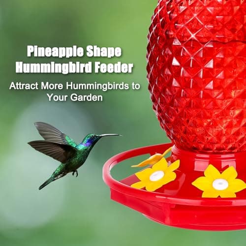 Fchstaer Glass Hummingbird Feeders for Outdoors Hanging Ant and Bee Proof 16OZ 2 Pack Red Pineapple Humming Bird Feeder with 6 Feeding Ports and Ant Moat Hummingbird Gifts for Women Garden Decor - Image 5