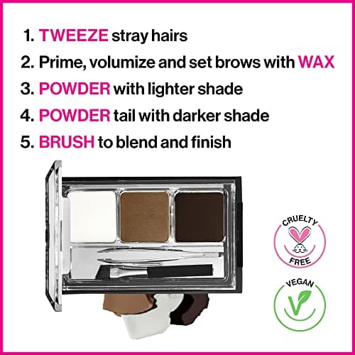 wet n wild Ultimate Eyebrow Makeup Kit, Long-Lasting Matte Brow Powder, Tweezers, Wax & Brush, Built-In Mirror, Purse-Friendly Compact - Dark Brown - Image 2