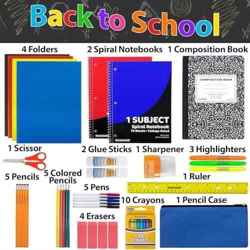 Trail maker 45 Piece School Supply Kit Grades K-12 - School Essentials Includes Folders Notebooks Pencils Pens and Much More! - Image 3