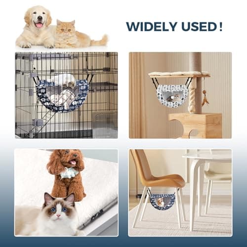 Cat Hammock for Cage with Ball,Hanging Pet Hammock Bed Adjustable,Double Layer Soft Sleeping Hammock for Cats,Ferret,Puppy,Rabbits,Small Animals,1Pack (White) - Image 7