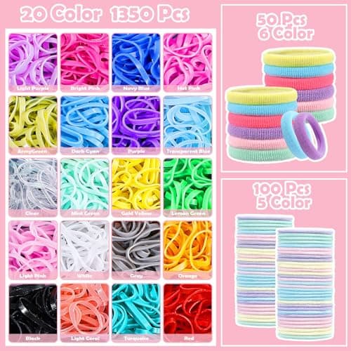 auroray Hair Accessories for Girl, 1543 Pcs Elastic Hair Rubber Bands Set 20 Colors Elastic Hair Ties with Organizer Box Cotton Baby Hair Ties, Hair Tail Tools, Rat Tail Comb, Butterfly Hair Clips - Image 3