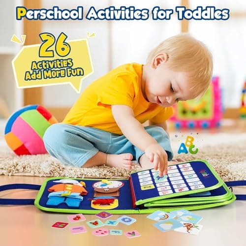 Winblo Toddler Busy Board - Montessori Toys for Toddler Boy Birthday Gift, Educational Learning Sensory Busy Book for Toddler Boys, Toddlers Activities Toy for Airplane Car Travel - Image 3