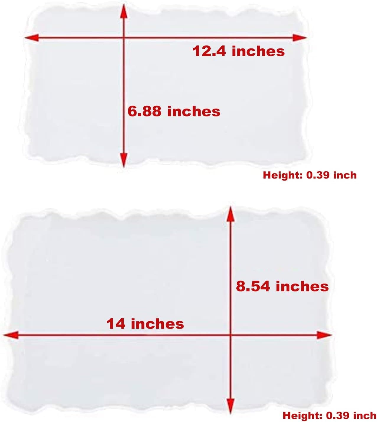 RESINWORLD 2 Size 14 inches XL Large Tray Silicone Molds Epoxy Resin Geode Tray Mold with Gold & Silver Handles DIY for Making Tray (Rectangle) - Image 3