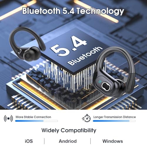 Wireless Earbuds 75hrs Bluetooth 5.4 Headphone Sport, 2025 Bluetooth Earbuds Stereo Deep Bass Over Ear Bud with Earhooks, ENC Noise Cancelling Mic, IPX7 Waterproof Earphone for Workout/Running - Image 5
