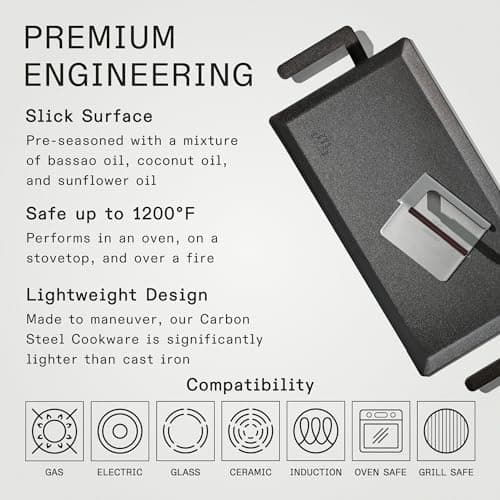 Made In Cookware - Carbon Steel Griddle + Grill Press - (Like Cast Iron, but Better) - Professional Cookware - Crafted in Sweden - Induction Compatible - Image 3