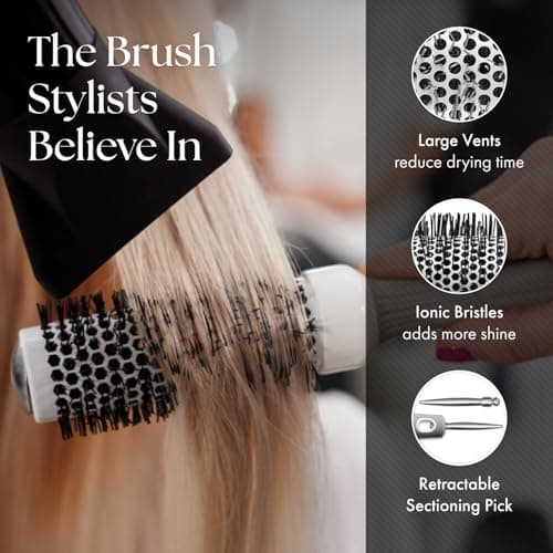 Amazon.com: Olivia Garden Ceramic + Ion Round Thermal Hair Brush - Not Electrical - Professional Blowout Brush for Normal to Thick Hair - 1" to 2 1/8 Diameter Barrel - White and Grey - CI-25,CI-35, CI-45, CI-55 : Beauty & Personal Care - Image 8