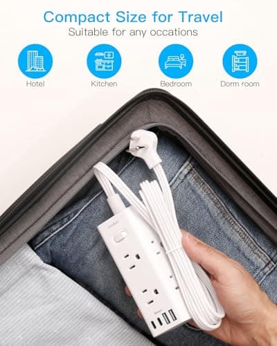 One Beat 10Ft Extension Cord with Multiple Outlets,Flat Plug Power Strip Surge Protector with 10 Ft Long Cord,6 Outlet 4 USB Ports (2USB C),Multi Outlet Wall Plug for Travel,College,Dorm Essentials - Image 7