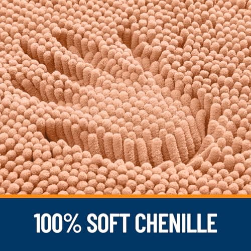 OLANLY Bathroom Rugs 30x20, Extra Soft Absorbent Chenille Bath Rugs, Rubber Backing Quick Dry, Machine Washable Bath Mats for Bathroom Floor, Tub and Shower, Home Decor Accessories, Peach - Image 3