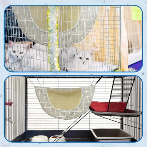 Jetec 2 Pieces Cat Cage Hammock Indoor Hanging Pet Bed Double Layer Hanging Cat Bed Bag Soft Kitten Hammock for Comfortable Two Level Cage Accessories for Spring, Summer, Winter, 2 Styles - Image 3
