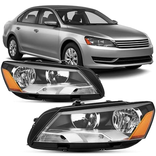 Reinko Headlights Assembly For 2012 2013 2014 2015 Volkswagen Passat Headlights, for 12-15 VW Passat Head Lamps Set Halogen Pair OEM style
