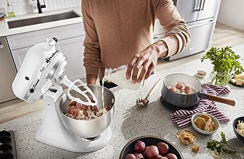 KitchenAid Classic Series 4.5 Quart Tilt-Head Stand Mixer K45SS, White - Image 5