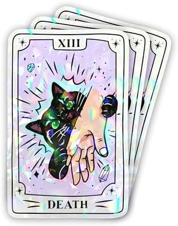 Amazon.com: Set 3Pcs Black Cat Tarot Card Holographic Sticker 3 Inches Funny Tarot Dark Humor Cat Lover Gothic Waterproof Die-Cut Vinyl Decals for Book Water Bottle Laptop Gifts Mom Dad Friend Coworker : Electronics - Image 2