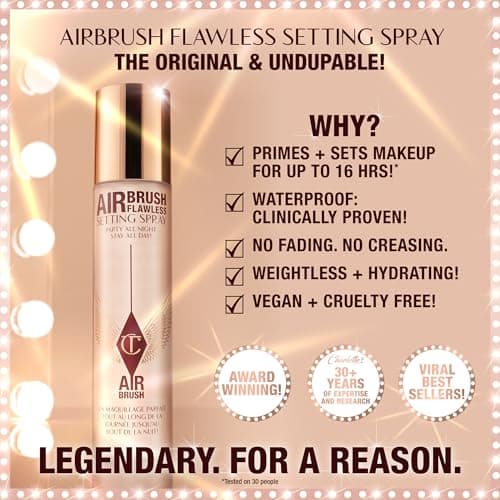 Charlotte Tilbury Airbrush Flawless Setting Spray - Ultra-Fine Hydrating Mist to Prime & Set Face Makeup For Up to 16Hr - Soothes, Blurs Pores & Calms Skin (100ml) - Image 2