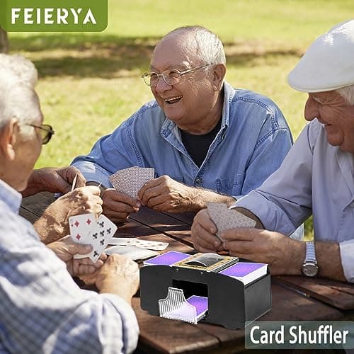 FEIERYA Automatic Card Shuffler 2 Deck,Battery-Operated Electric UNO Poker Shuffler,Playing Card Shuffler for Home Card Game,Travel - Image 2