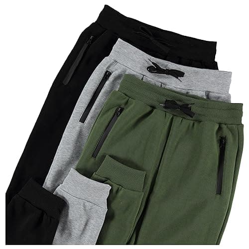PURE CHAMP 3Pk Boys Sweatpants Fleece Athletic Workout Kids Clothes Boys Joggers with Zipper Pocket and Drawstring Size 4-20 (SET3 Size 14/16) - Image 2
