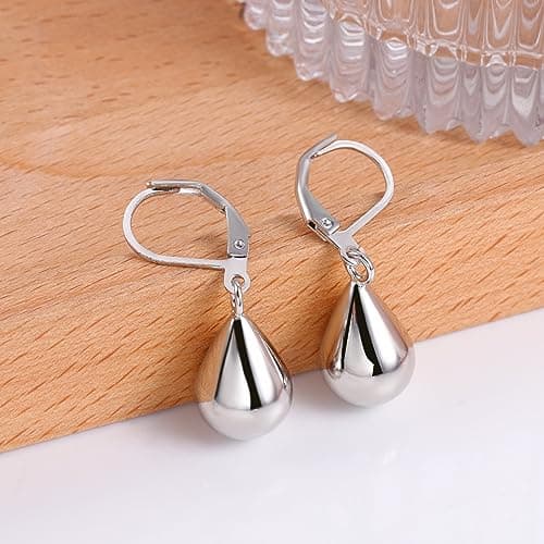 Sterling Silver Teardrop Earrings for Women Girls Silver Drop Leverback Dangle Earrings for Girls Hypoallergenic Leverback Drop Silver Earring - Image 6
