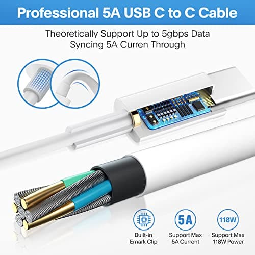 Mac Book Pro Charger - 118W USB C Charger Fast Charger Compatible with MacBook pro/Air, M1 M2 M3 M4, ipad Pro, Samsung Galaxy and All USB C Device, Include Charge Cable - Image 6