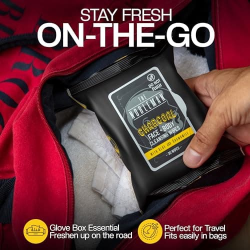 Men's Charcoal Face + Body Cleansing Wipes - 4 Pack (120ct) - Image 4