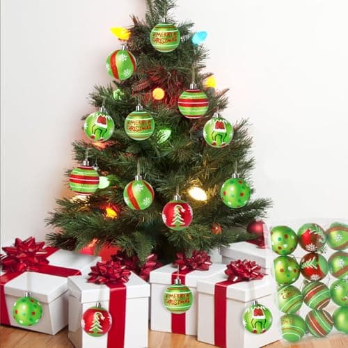 Wninbu 12 Pcs 2.4 Inch Christmas Ball Ornaments for Tree,Red and Green Glittering Hanging Bulbs Pendants for Christmas Tree Decorations - Image 4