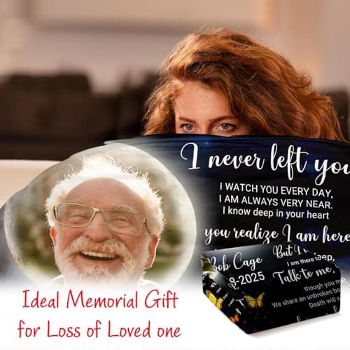 Ship Next Day, Custom Memorial Blanket with Photos for Loss of Loved One - Printed in USA Loving Memory Personalized Sympathy Blanket for Loss of Dad Mom Husband Wife Family Friend Pet in Memory Gifts - Image 3