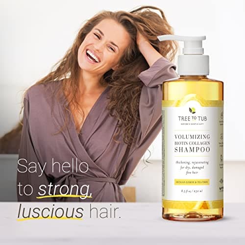 Tree to Tub Volumizing Hair Thickening Shampoo - Biotin, Collagen, Sulfate-Free Argan Oil Shampoo with Wild Soapberries and Sicilian Lemon Tea Tree Oil for Women & Men - Image 3