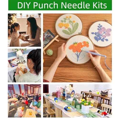 DIY Punch Needle Kits for Beginners Cute Cartoon Highland Cow with Daisy Flower with Hoop Embroidery Punch Needle Starter Craft Set Easy for Adults and Children Festival Gift and Decoration 20x20cm-1 - Image 6