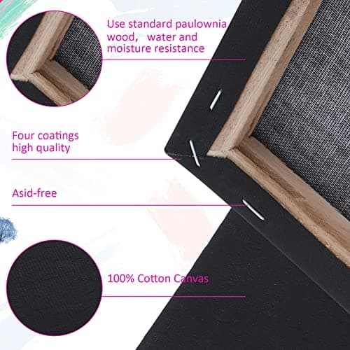 Epakh 12 Pcs Black Canvas for Painting Stretched Canvas Cotton Square Triangle Hexagon Blank Boards Panels Art with Frame Panel Stretched Boards for Oil Acrylic(8 Inch) - Image 3